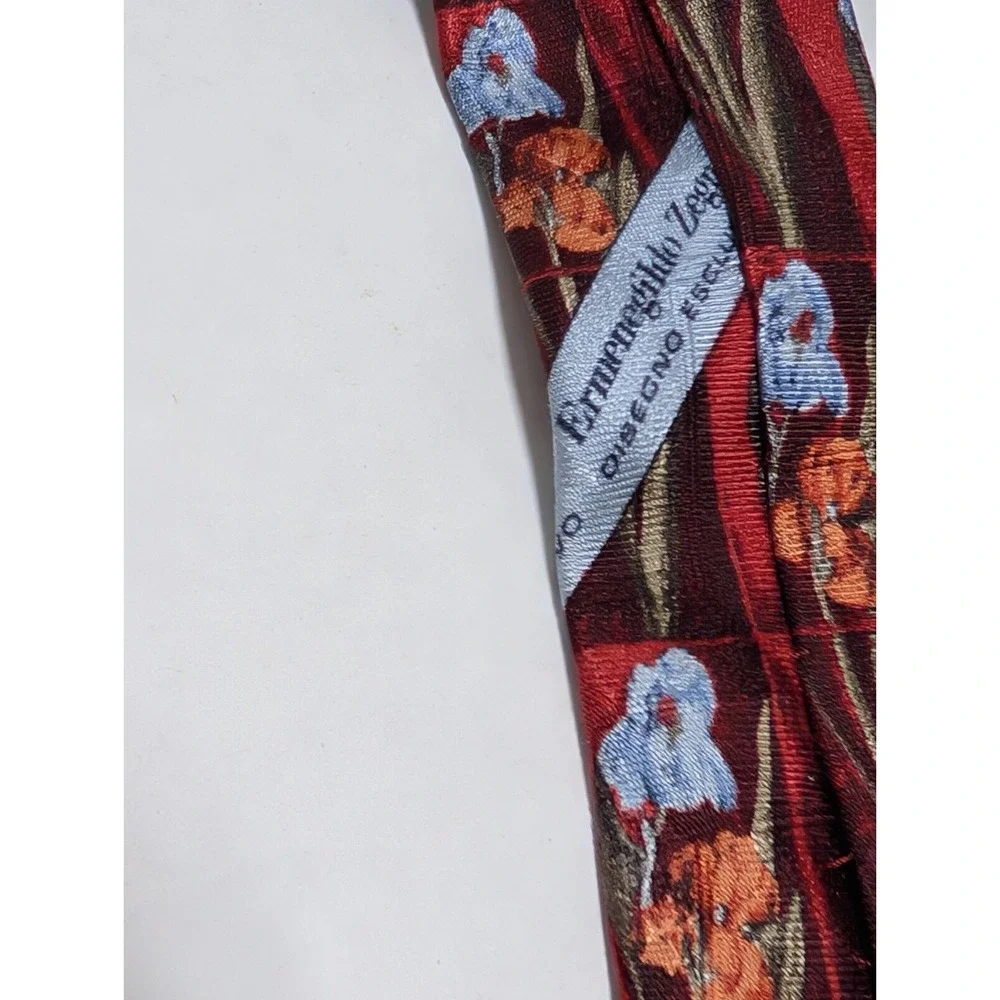 Ermenegildo Zegna 100% Silk Necktie Multicolor Floral All Over Italy‎ 57